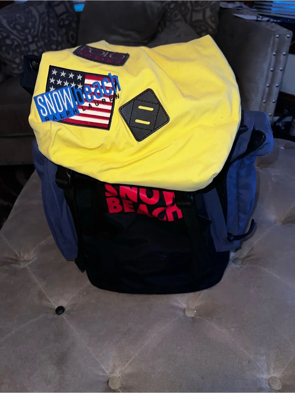 Polo by Ralph Lauren Black, Yellow & Navy 'Snow Beach' Backpack